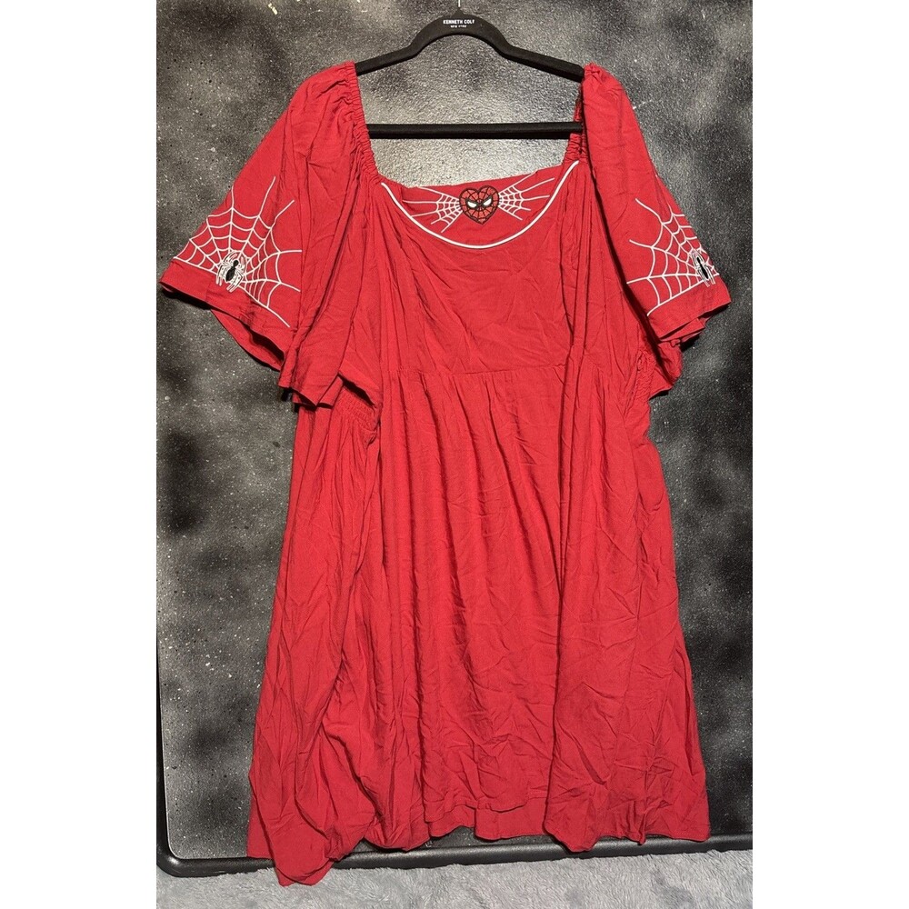 Boxlunch Marvel Red Spider-Man Dress Plus Size 5x Pockets Flutter Sleeve Stretch